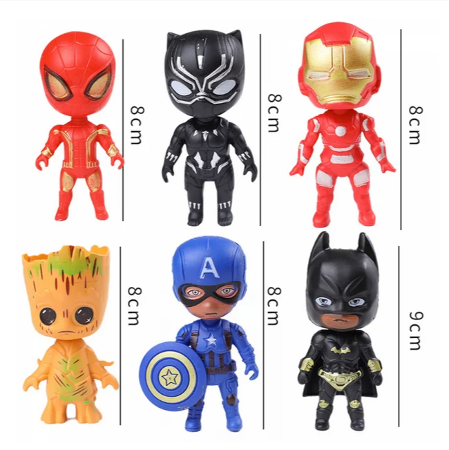 Superheroes Action Figures Toys for Cake Topper {Set of 6}