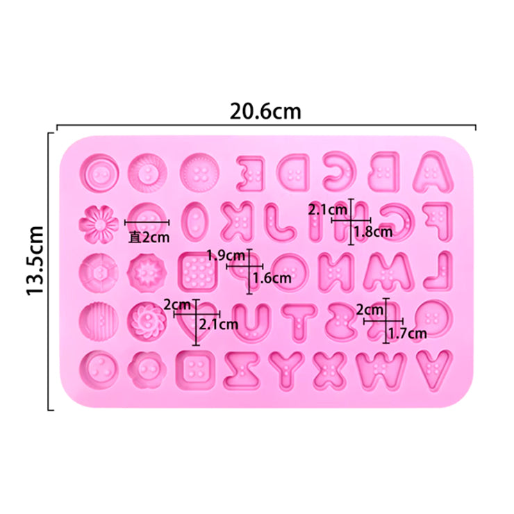 41 Cavity Alphabet Letters Button Silicone Chocolate Molds