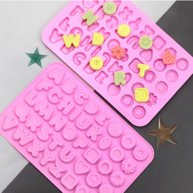 41 Cavity Alphabet Letters Button Silicone Chocolate Molds