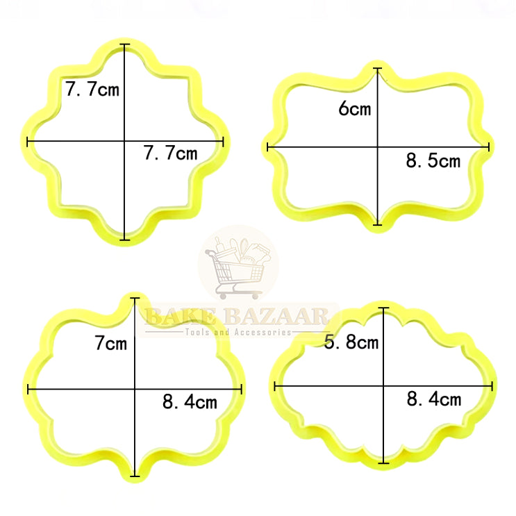 4 pcs Vintage Plaque Frame Cookie Cutter