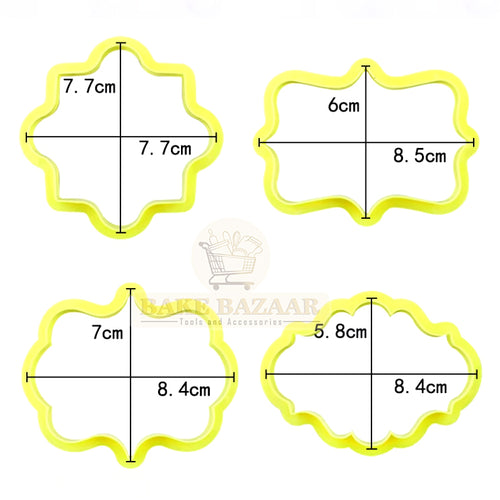 4 pcs Vintage Plaque Frame Cookie Cutter