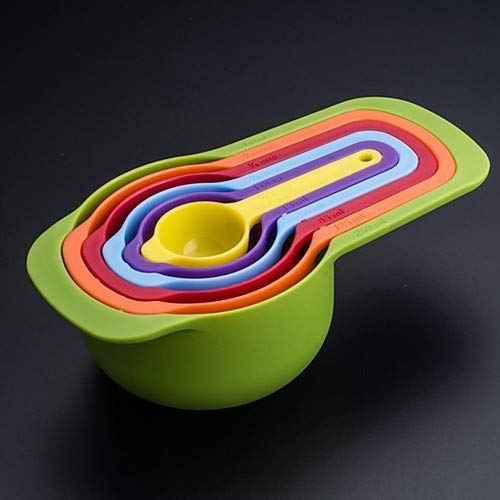 Plastic Measuring Cup Set for Kitchen 6-Pieces, Multicolor