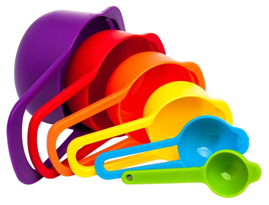 Plastic Measuring Cup Set for Kitchen 6-Pieces, Multicolor