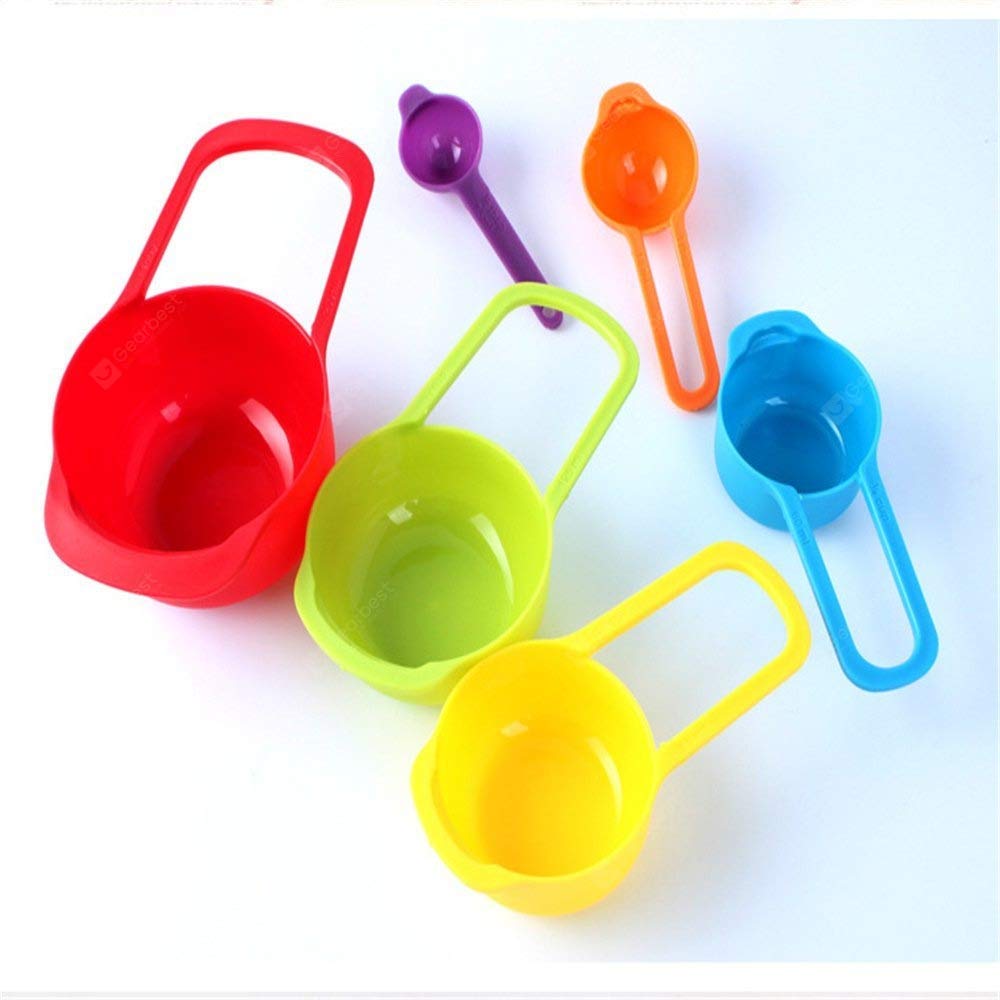 Plastic Measuring Cup Set for Kitchen 6-Pieces, Multicolor