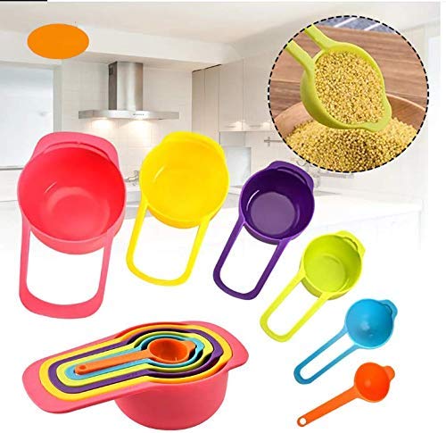 Plastic Measuring Cup Set for Kitchen 6-Pieces, Multicolor