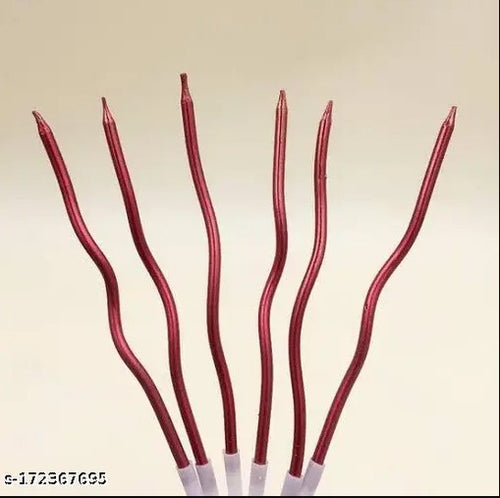 6pc Twisty Metallic Red Candles