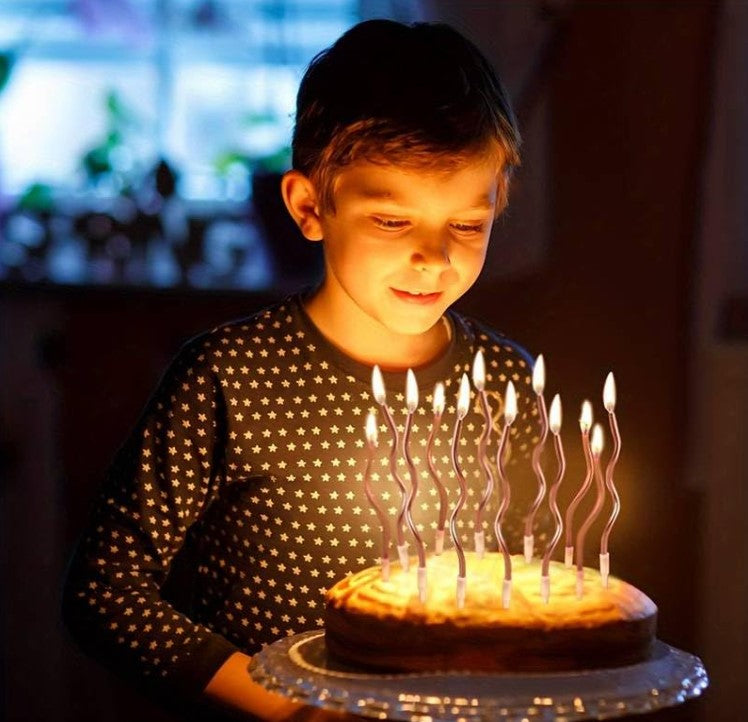 6pc Twisty Metallic Red Candles