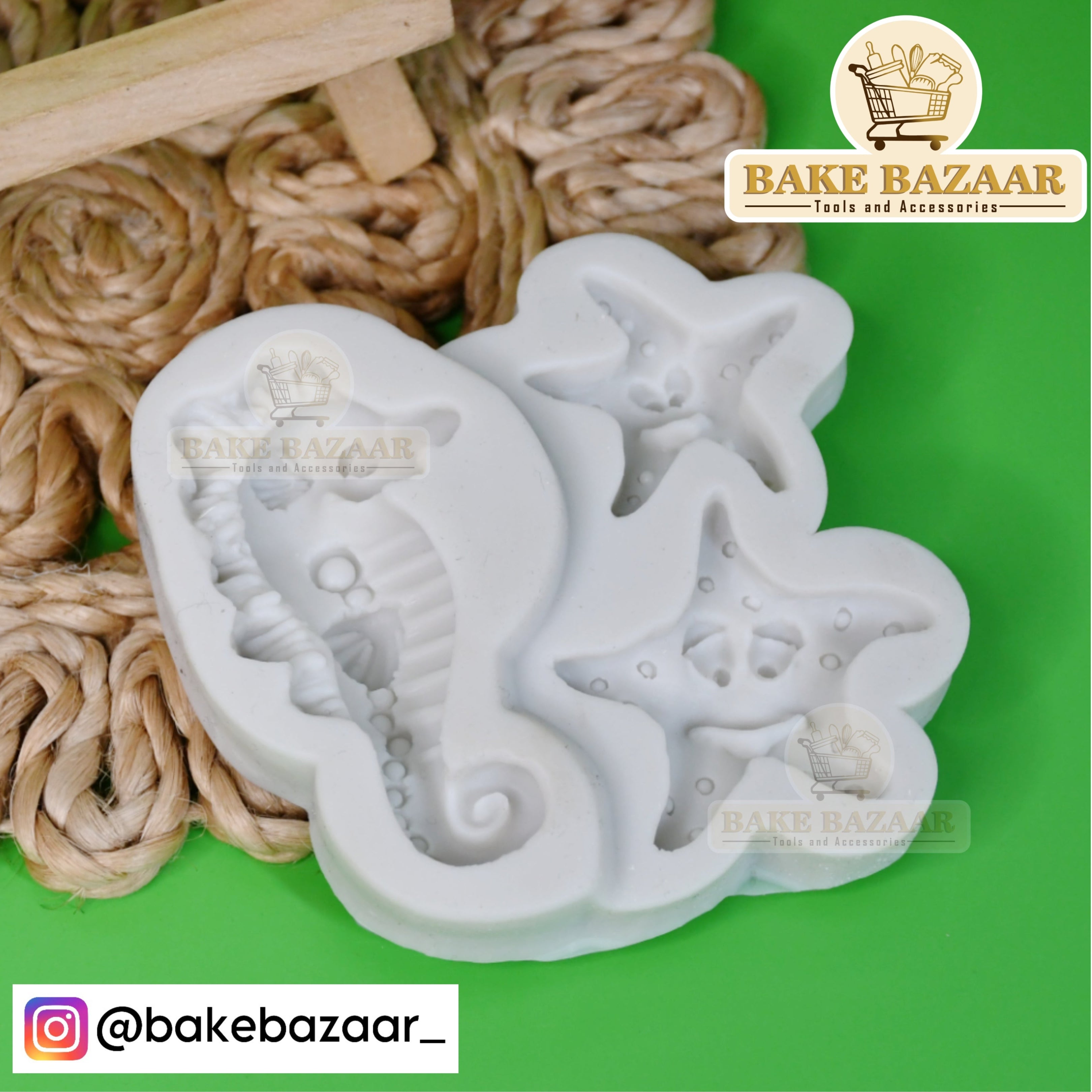 3 IN 1 Cavity Silicone SEA-Horse Starfish Fondant Mold