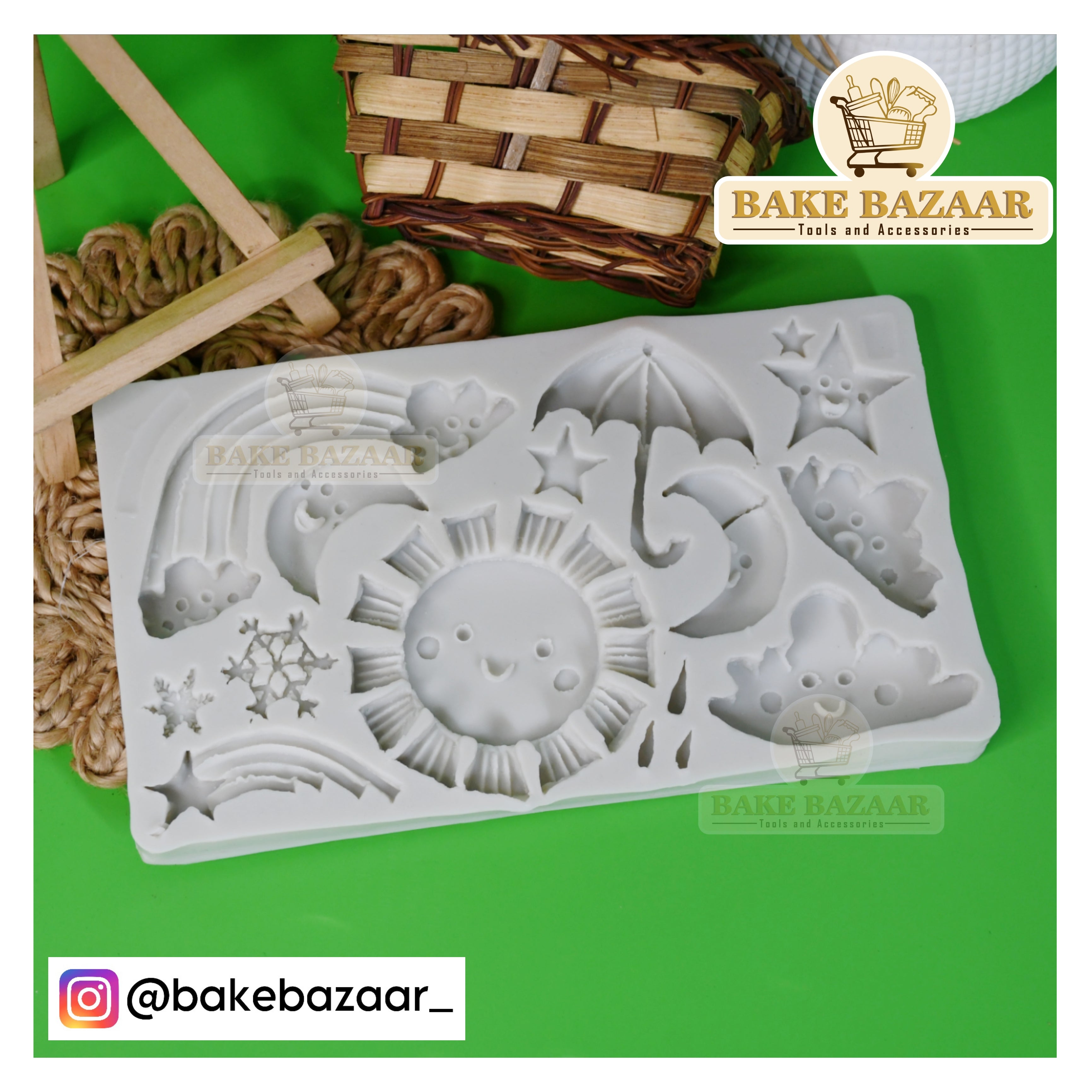 Cartoon Weather Sun Cloud Rain Rainbow Star Snowflake Modeling, Fondant Mold