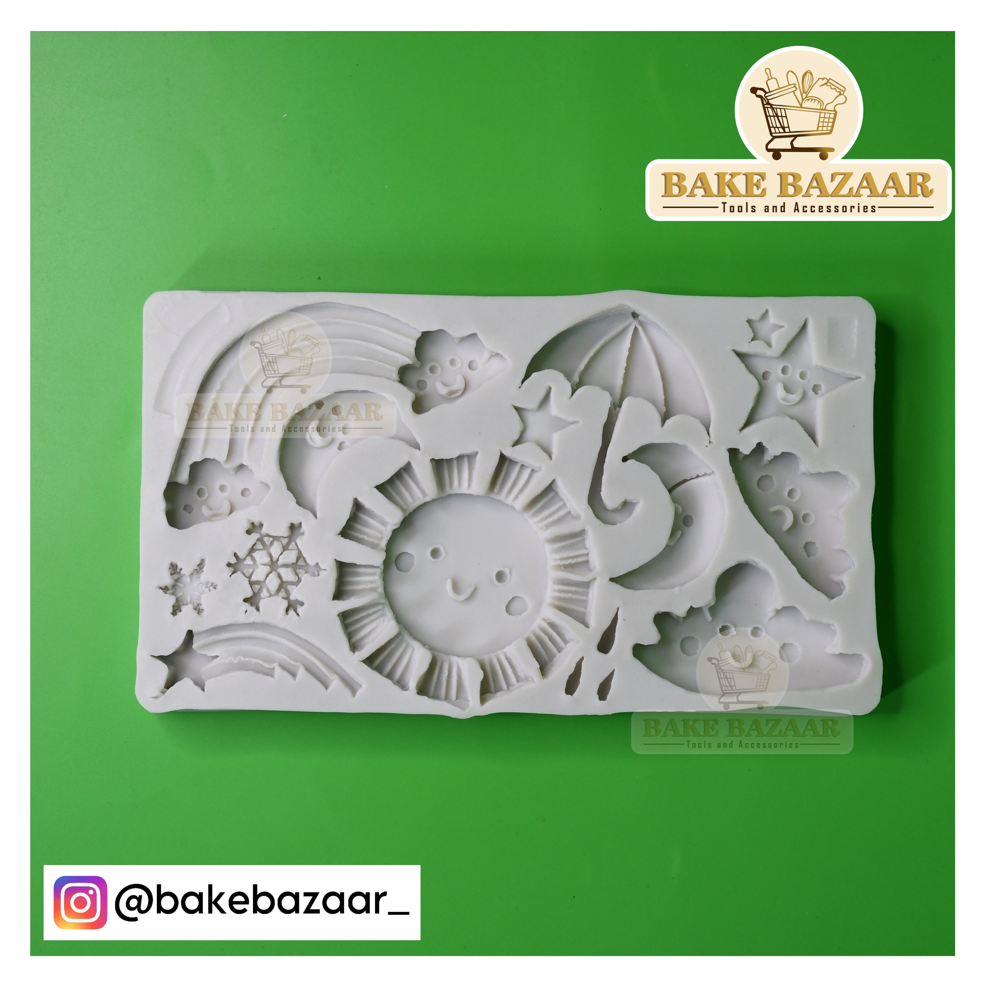 Cartoon Weather Sun Cloud Rain Rainbow Star Snowflake Modeling, Fondant Mold