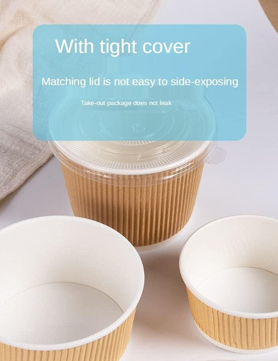 Disposable Paper Ripple Round Container (Medium)