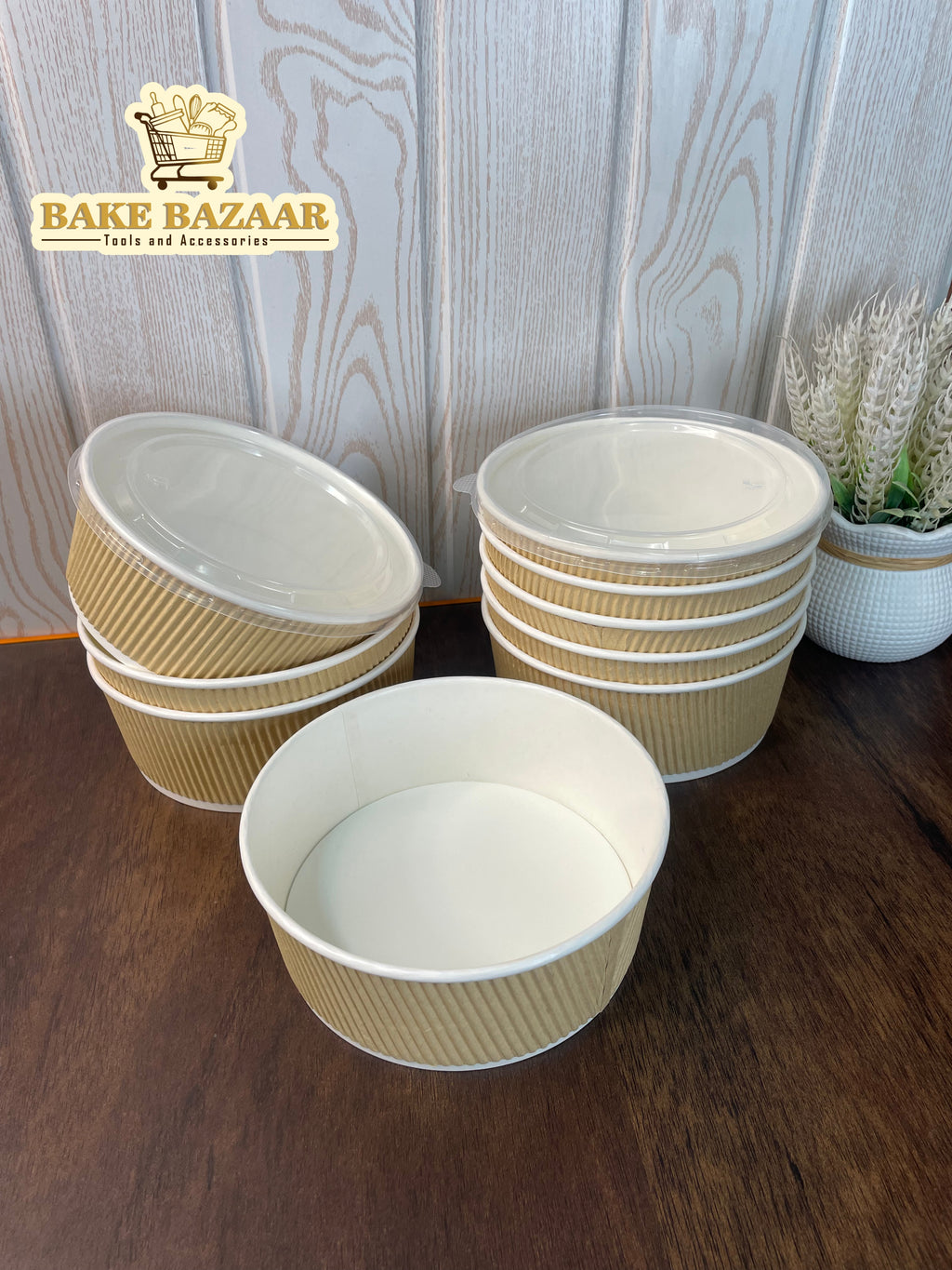 Disposable Paper Ripple Round Container (Large)