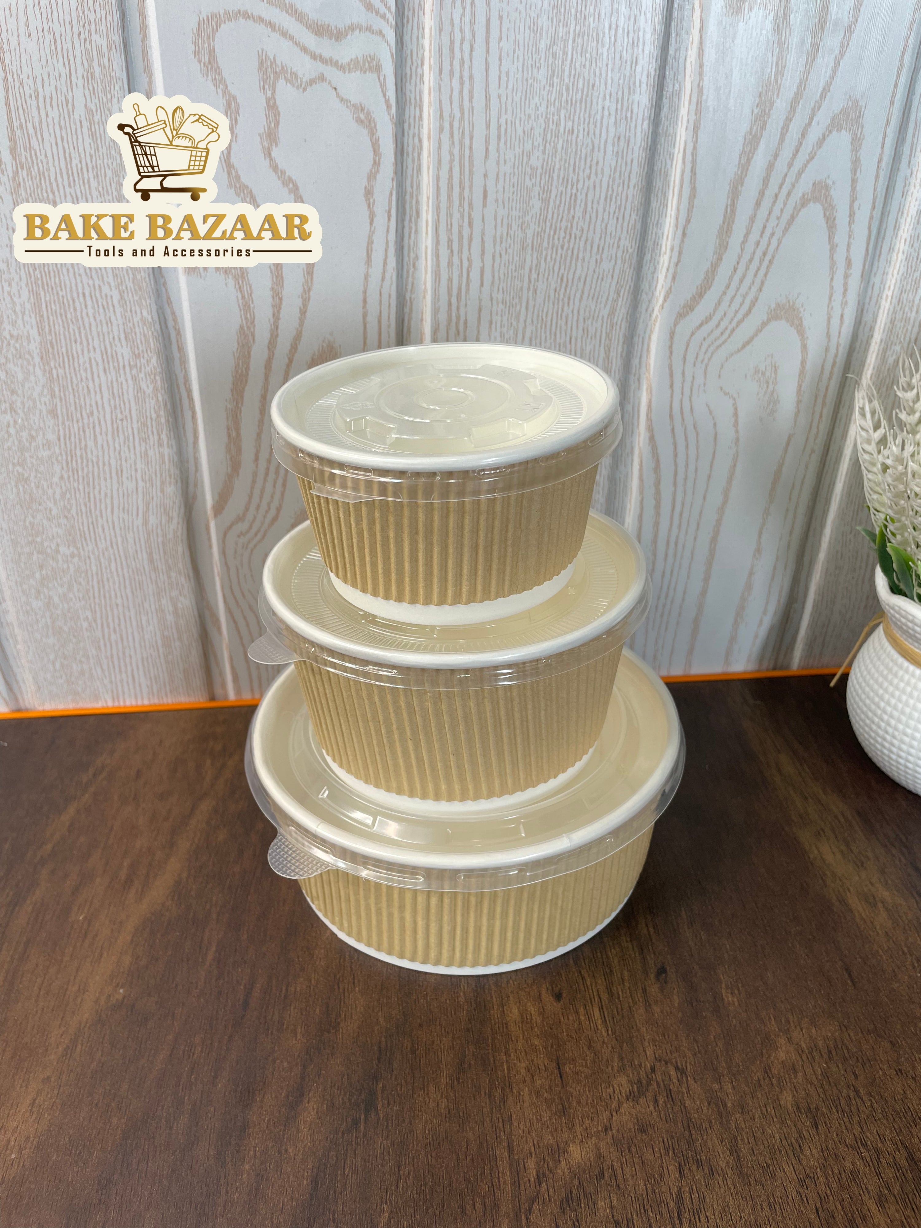 Disposable Paper Ripple Round Container (Large)