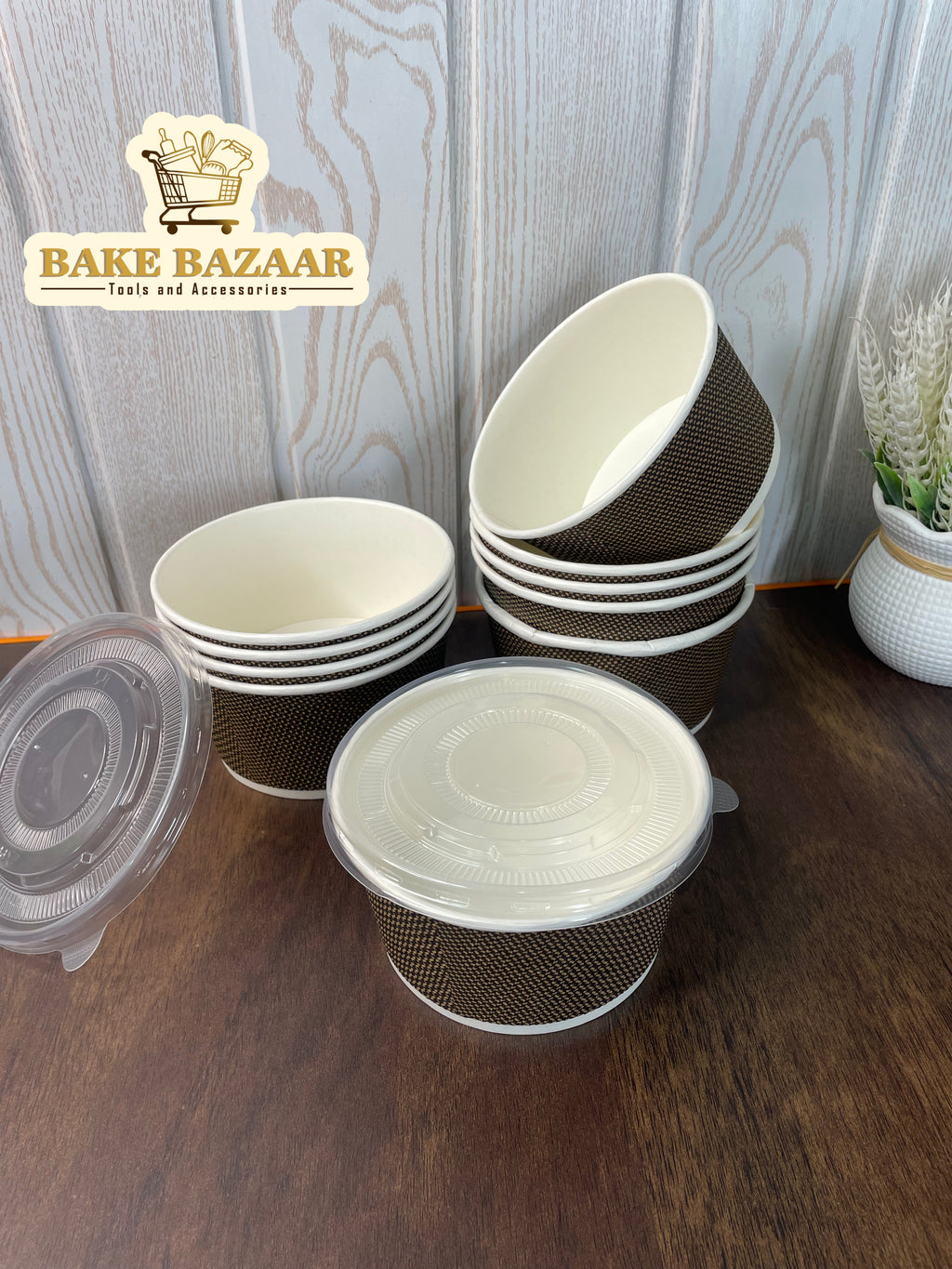 Disposable Paper Ripple Round Container (Medium)