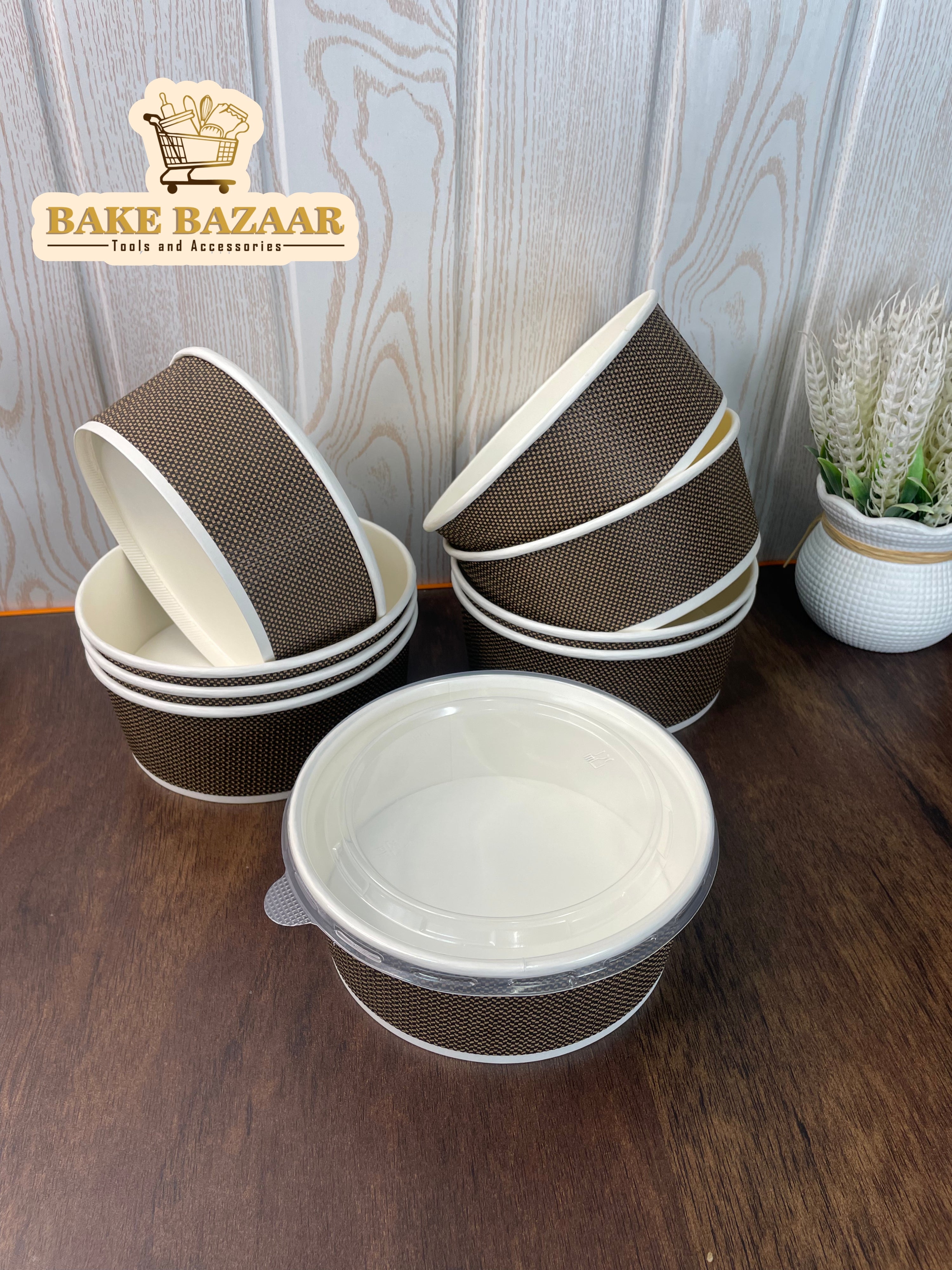 Disposable Paper Ripple Round Container (Large)