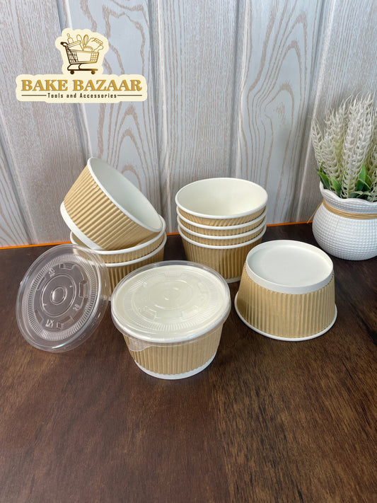 Disposable Paper Ripple Round Container (Small)