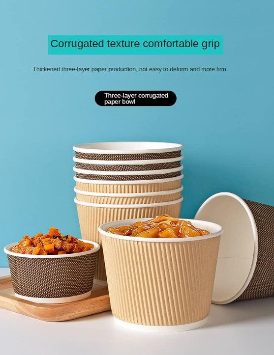 Disposable Paper Ripple Round Container (Medium)
