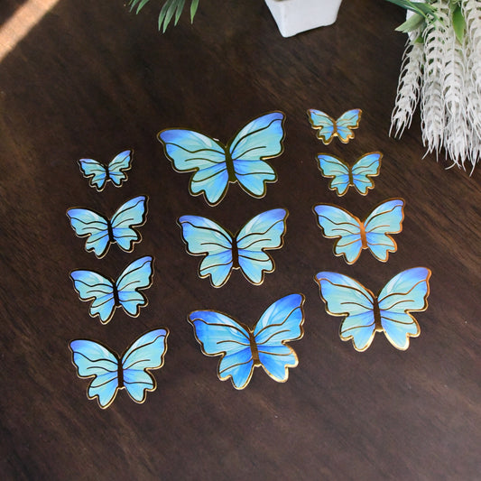 10 pcs Blue Butterfly Paper Topper