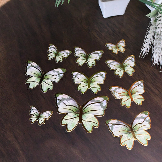 10 pcs Green Butterfly Paper Topper