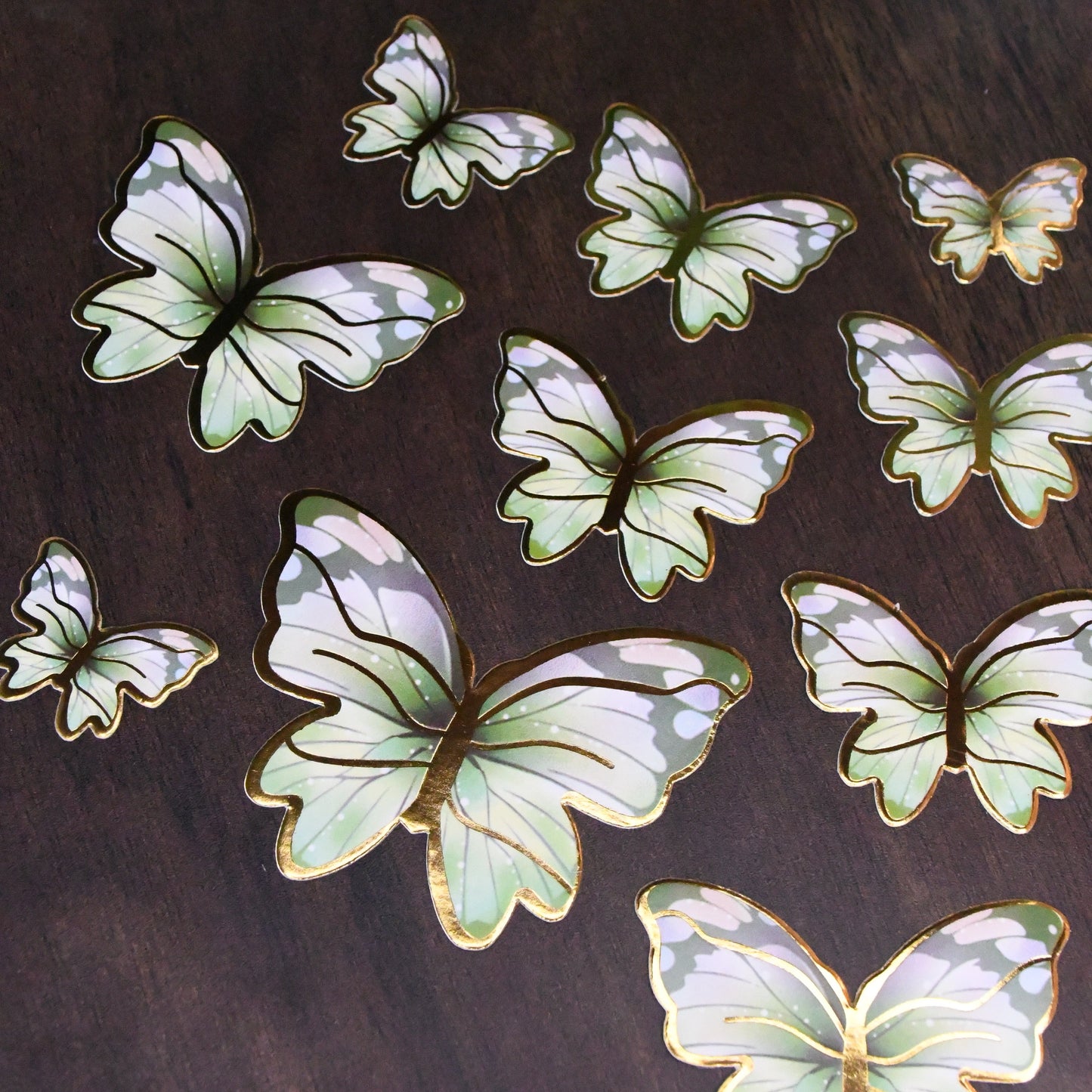 10 pcs Green Butterfly Paper Topper