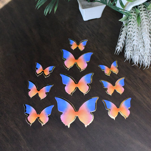 10 pcs Orange & Blue Butterfly Paper Topper
