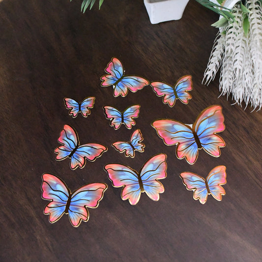 10 pcs Blue+Red Butterfly Paper Topper