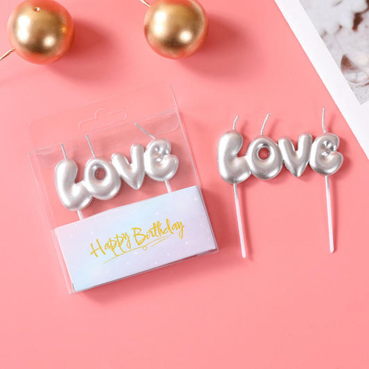 Love Birthday Candles (Silver)