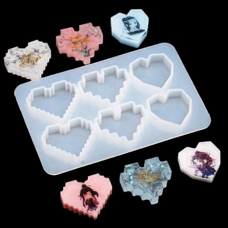 Pixel and Geometric Heart Silicone Mold