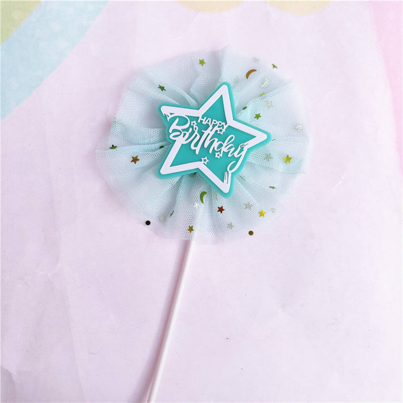 Blue Star Shape Happy Birthday Topper