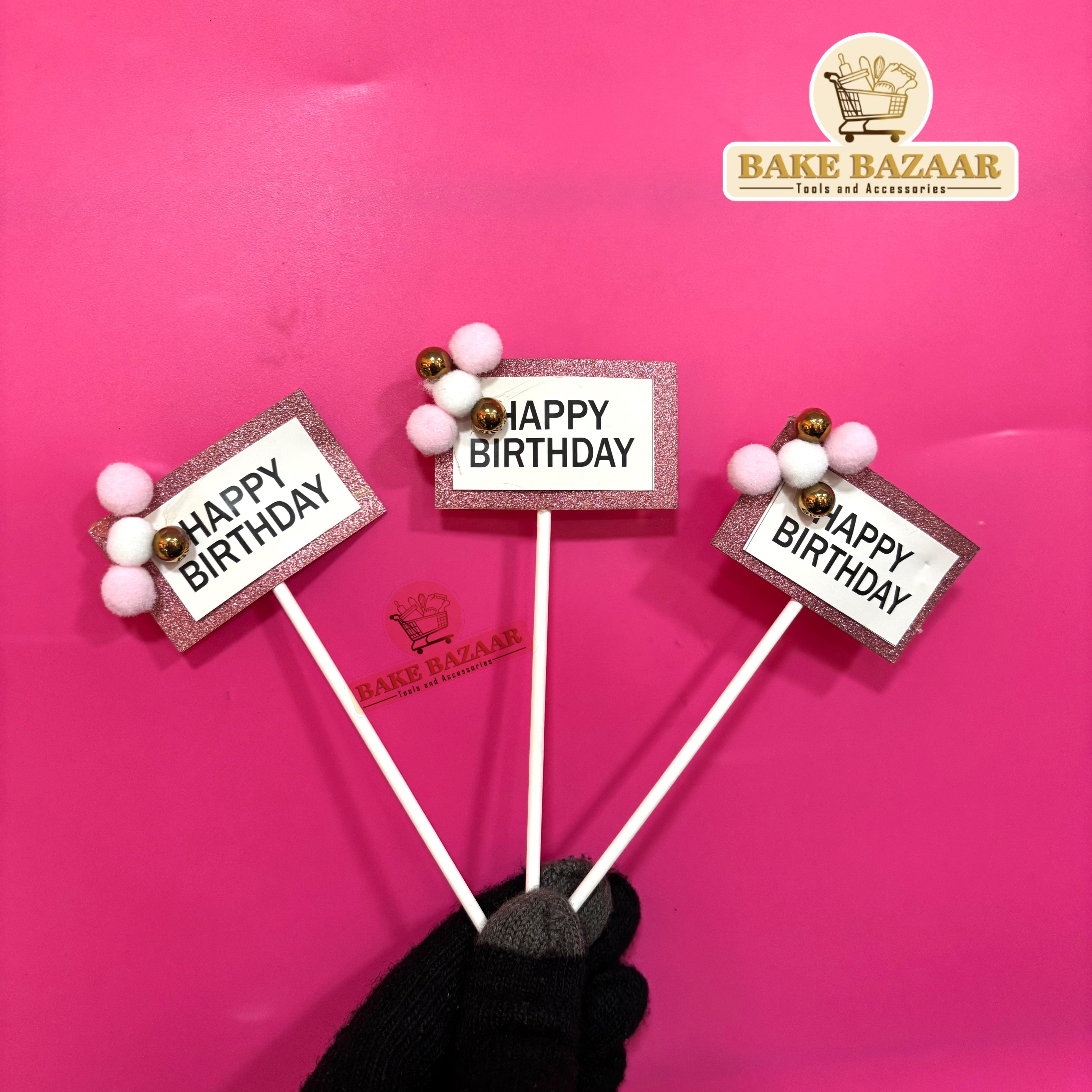 Happy Birthday Topper Set of 3 (Pink)