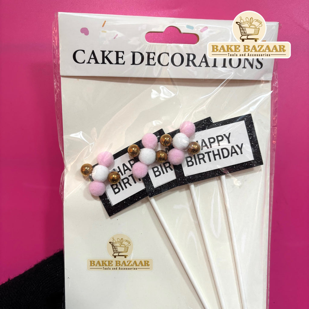 Happy Birthday Topper Set of 3 (Black)