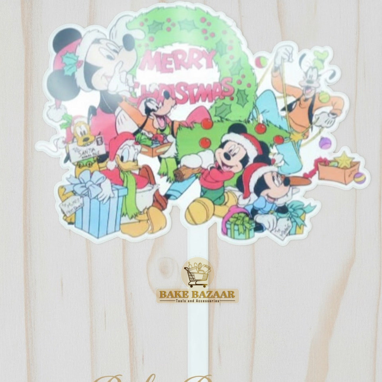 Merry Christmas Cake Topper with Mickey