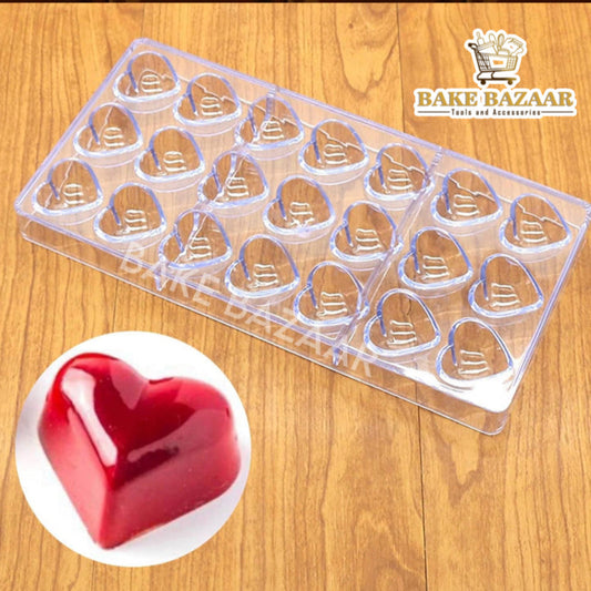 21 cavity Love Heart Shape Polycarbonate Chocolate Mold