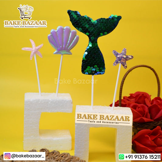 4 Pcs Mermaid Tail Cake Topper