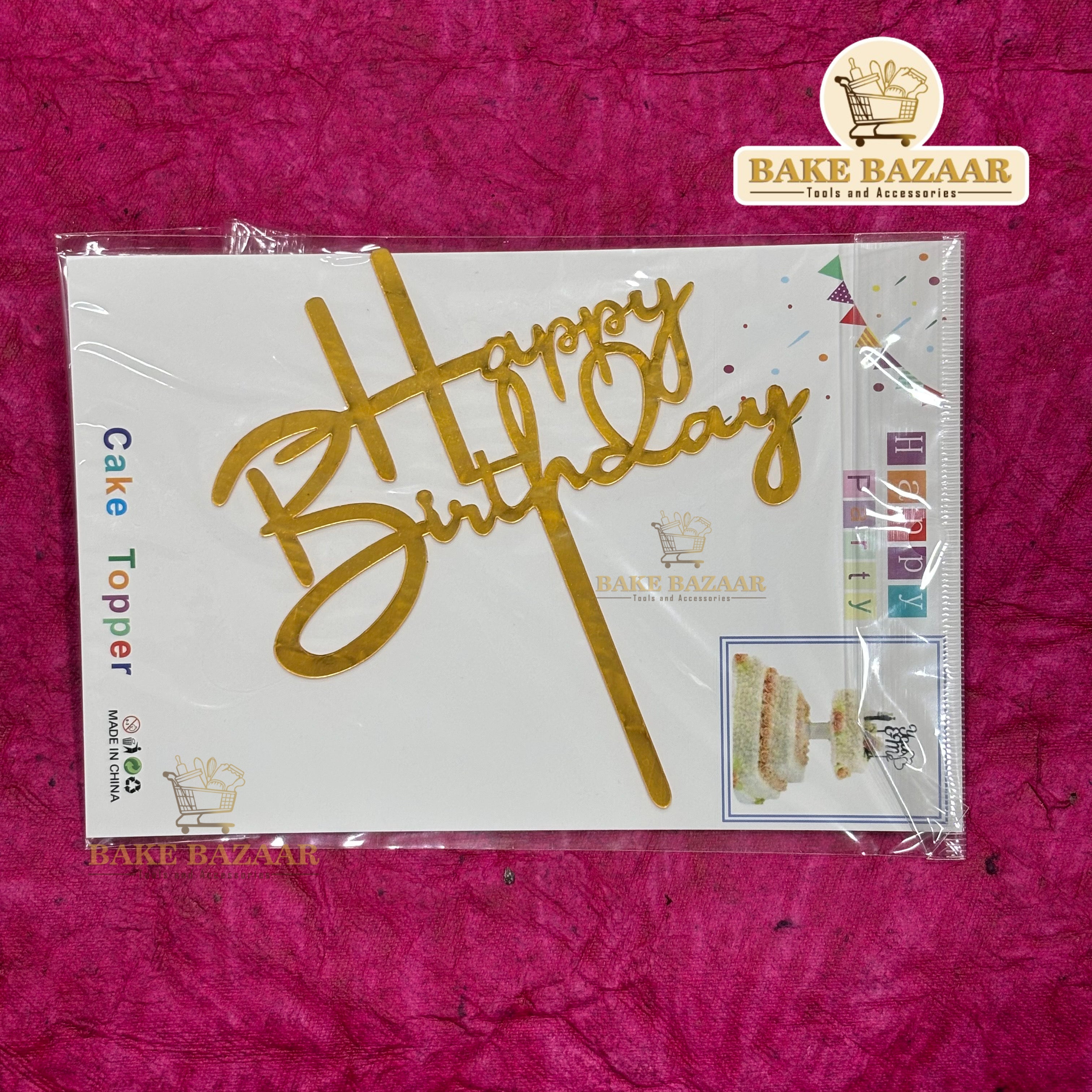 Acrylic Happy Birthday Topper (5 inch) (12) – BAKE BAZAAR