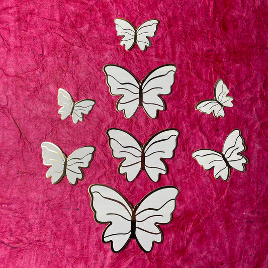 10pcs White Butterfly Paper Topper