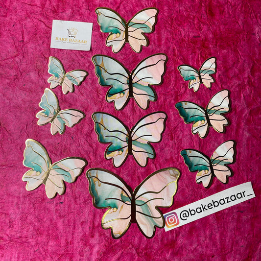 10pcs Multicolor  Butterfly Paper Topper