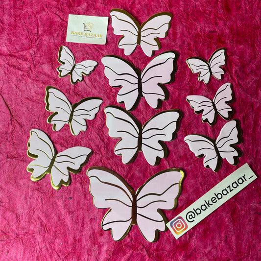 10pcs Light Pink Butterfly Paper Topper