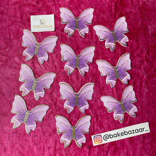 10pcs Purple Glitter Butterfly Paper Topper