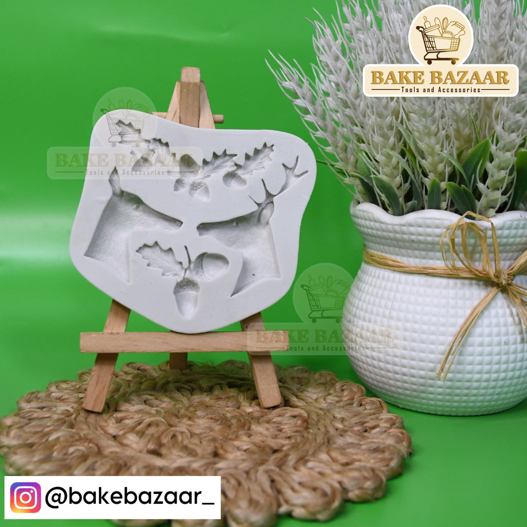 Deer Holly Leaf Shaped Fondant Mould