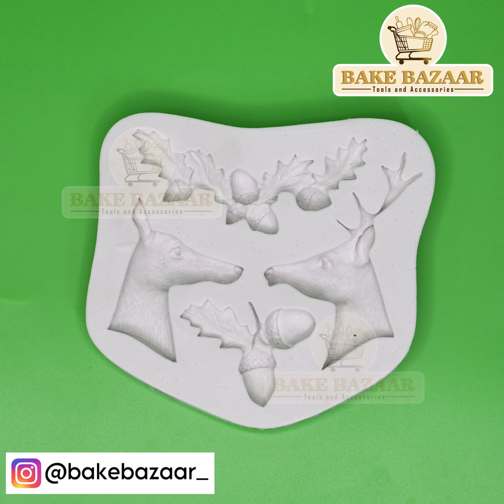 Deer Holly Leaf Shaped Fondant Mould