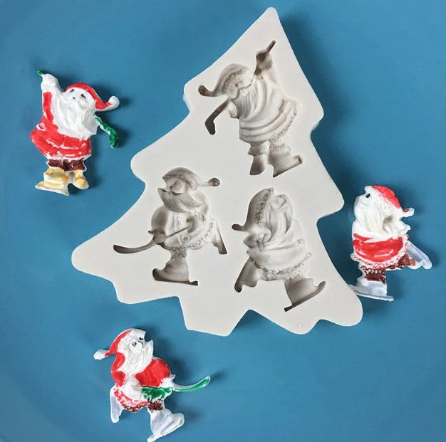 Santa Clauses on the Christmas tree Fondant Mold
