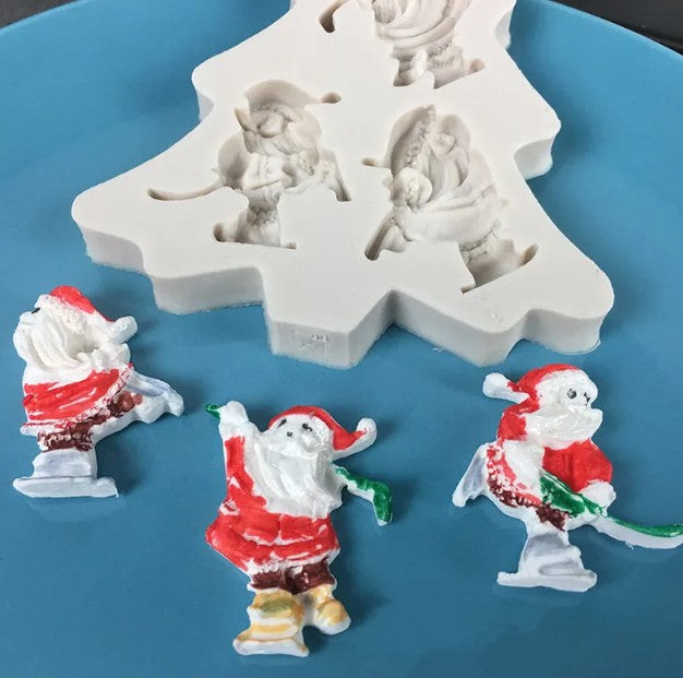 Santa Clauses on the Christmas tree Fondant Mold