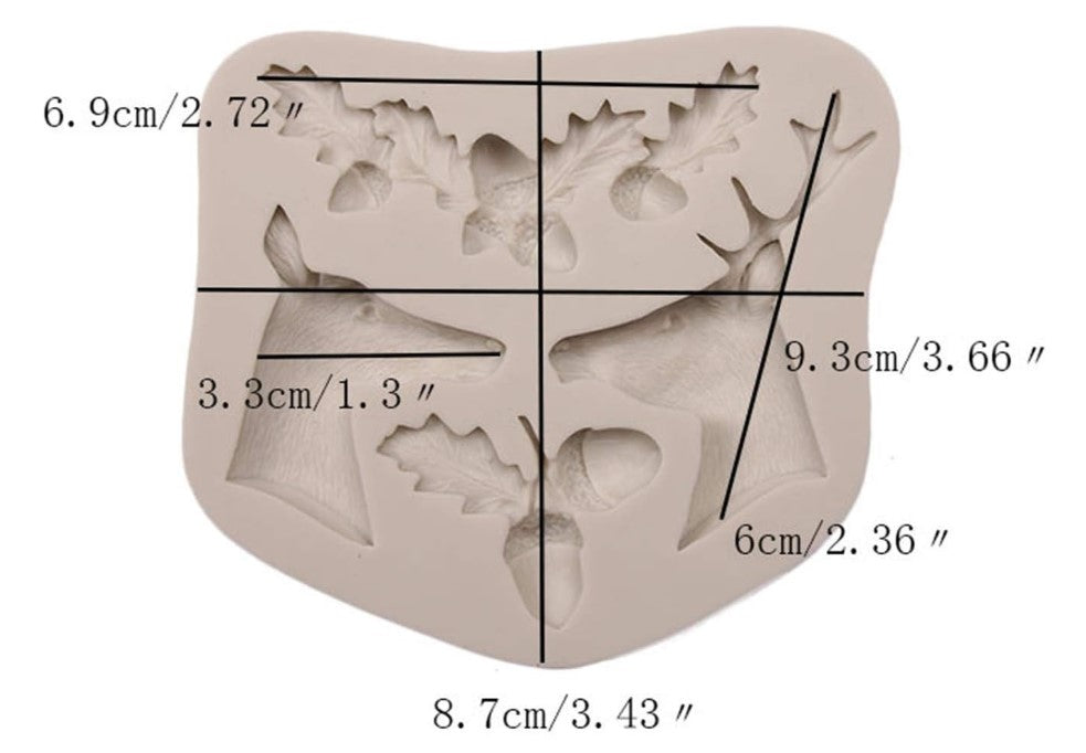 Deer Holly Leaf Shaped Fondant Mould