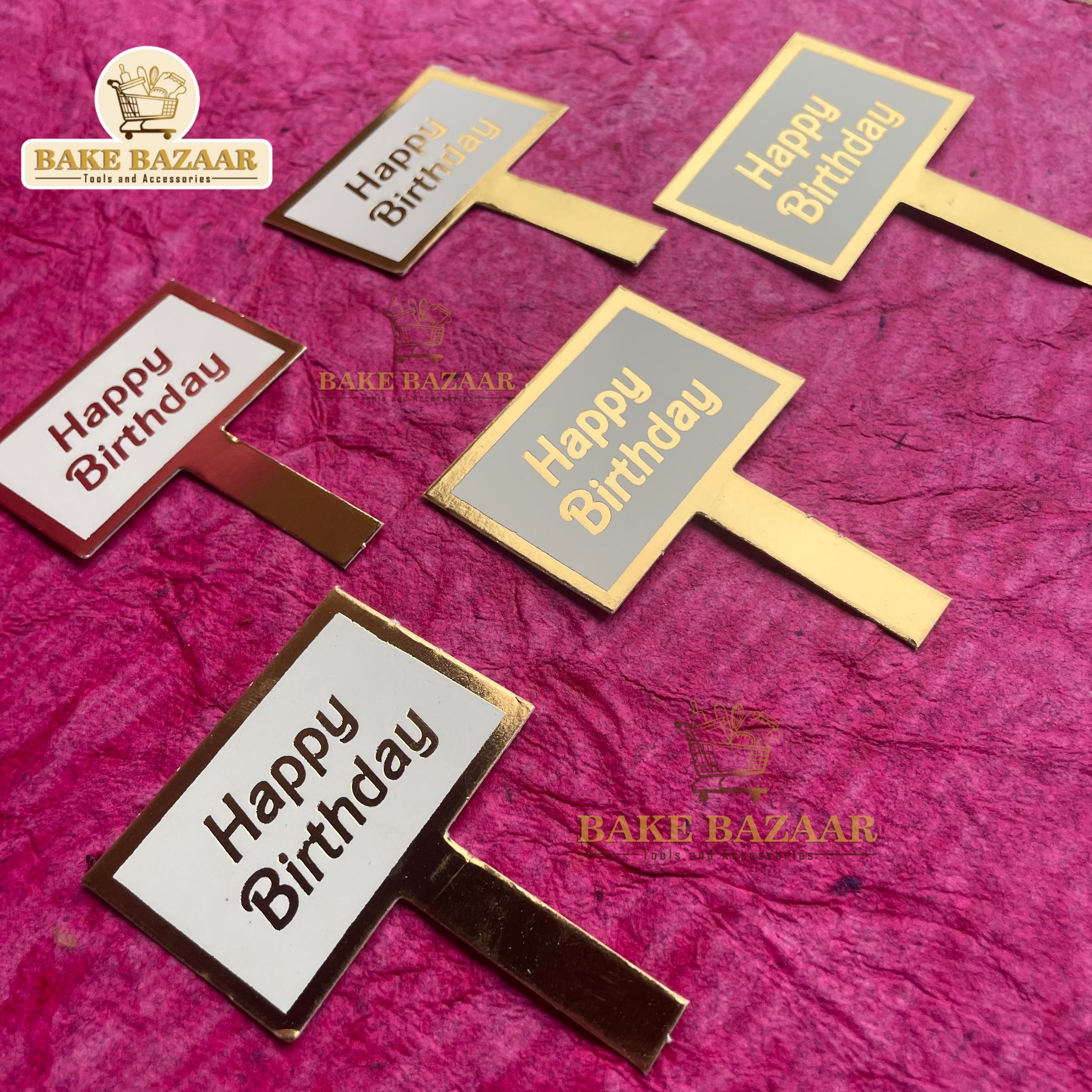 20pc Happy Birthday Paper Topper(Off-White)