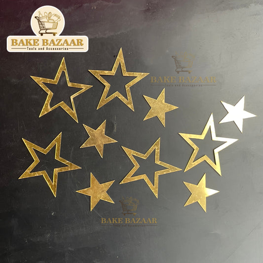 10pc Golden Acrylic Star Cutout