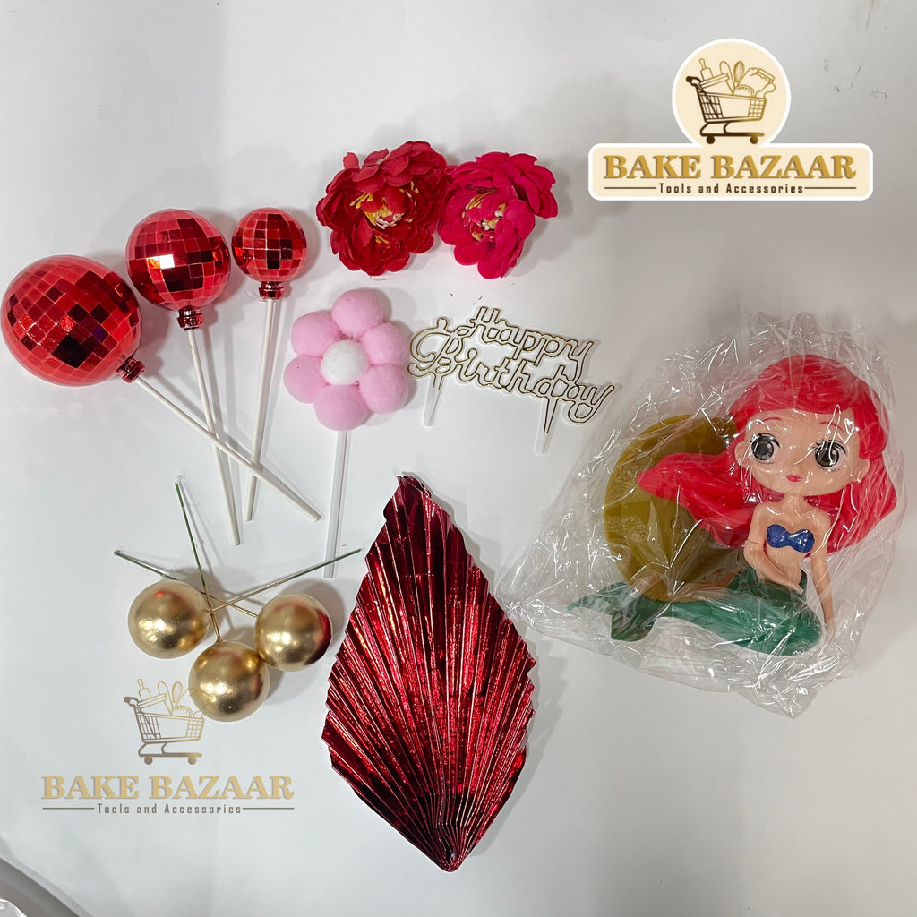 Mermaid Theme Happy Birthday Cake Topper Set