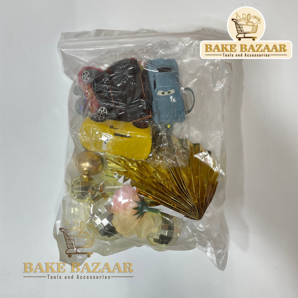 Car Theme Happy Birthday Cake Topper Set