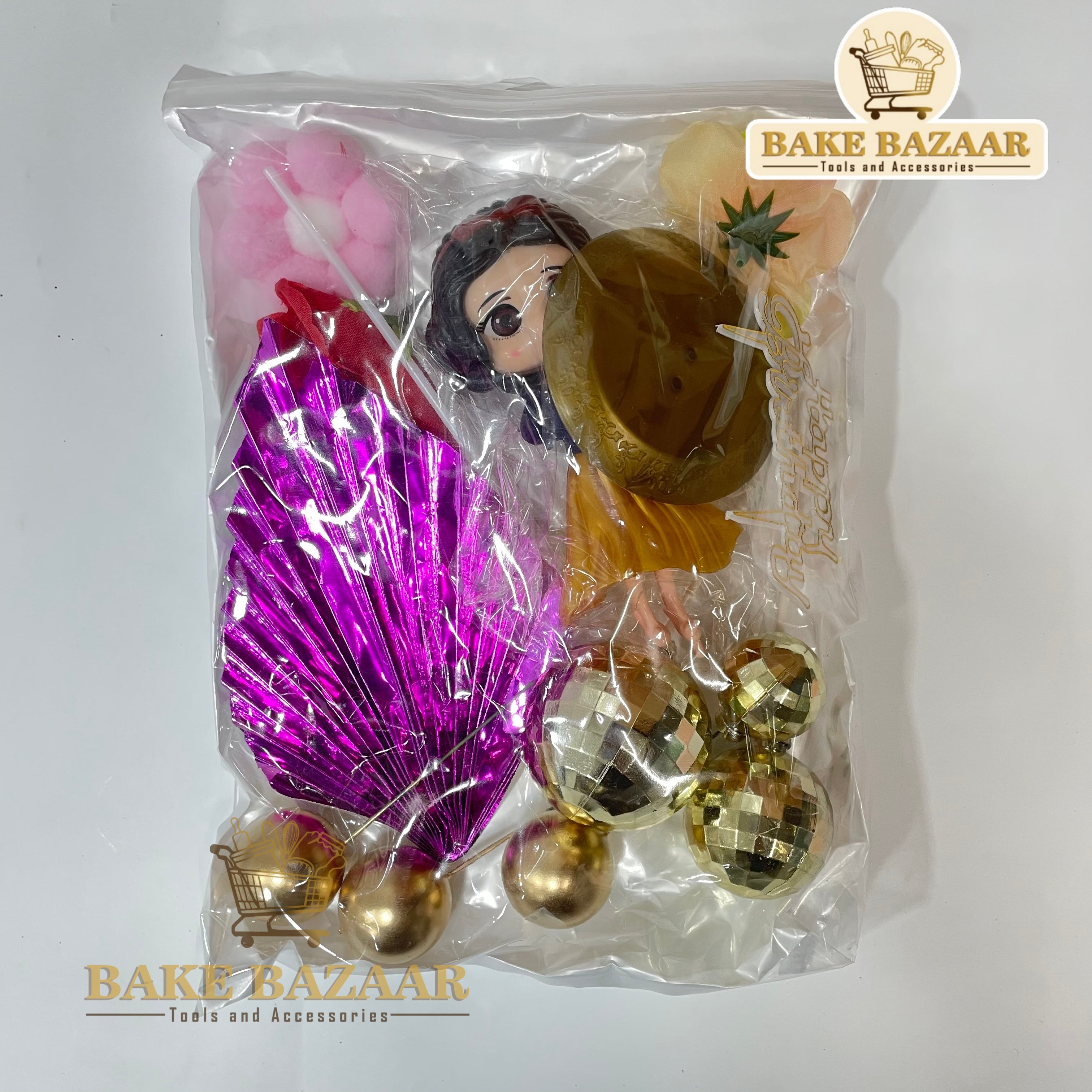 Snow White Theme Happy Birthday Cake Topper Set