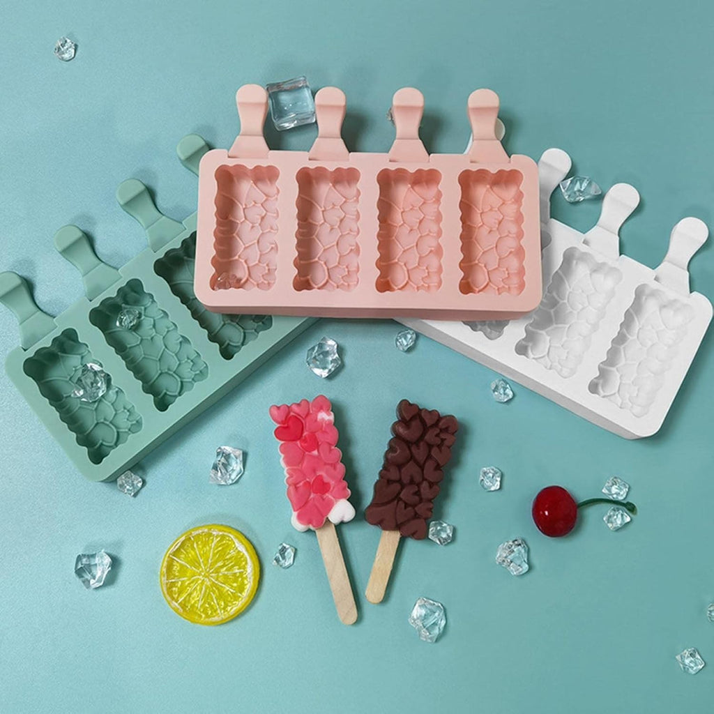 Heart Pattern Cakesicle Silicone Mold for Chocolate Pop 4 Cavity